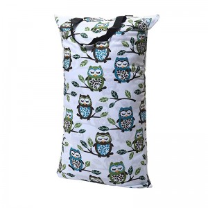 YIFASHIONBABY Double Zippered Reusable Pail Liner Hanging Wet Dry Cloth Diaper Bag Large Laundry Bag(Owl stand on tree) 16inch*26inch