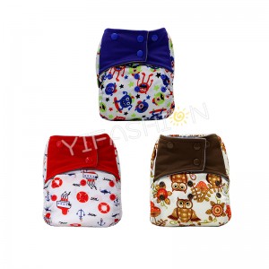 YIFASHIONBABY 3pcs/pack Boy Prints Pocket AIO Diapers Charcoal bamboo lining Sewn in Microfiber Inserts 6-35pounds YA-3Z02