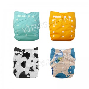 YIFASHIONBABY 4Pack Netural Printed Diapers Cloth Reusable Nappy With Inserts 4PB02