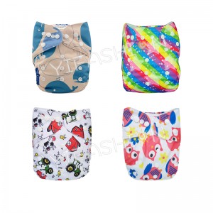 YIFASHIONBABY 4pcs/Pack Reusable Printed Cloth Nappies for Boys with Insert 3-15kg 4ZP08