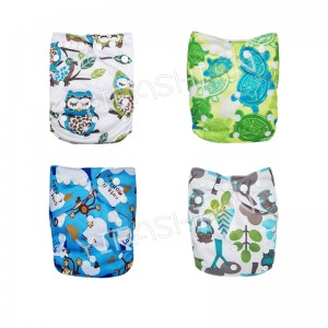 YIFASHIONBABY 4pcs/Pack Boy Nappies Cloth for Baby Watetproof,  Pocket with Insert 3-15kg 4ZP12