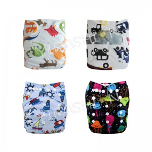 YIFASHIONBABY 4Pack Waterproof  Lovely Minky Boy Diapers Reusable With Inserts 4ZP03