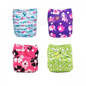 YIFASHIONBABY 4pcs Elephant/ Dolphin Pocket Girl Cloth Diapers for Baby 3-15kg 4ZP28