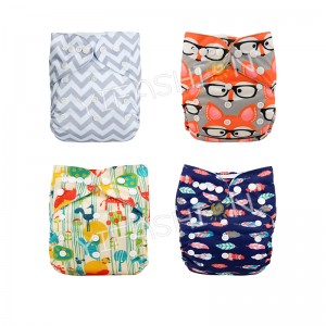 YIFASHIONBABY 4pcs Neutral Pocket Cloth Diapers for Boys and Girls 6-35pounds 4ZP30