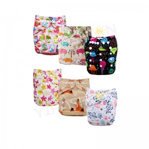 YIFASHIONBABY Baby Cloth Diapers Girl Prints, 6 All in One Size Diapers with Inserts, Absorbent and No Leaks 6ZP02