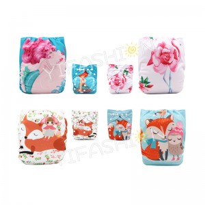 YIFASHIONBABY 4Pack Gorgeous Girls Position Printed Cloth Nappies for Baby With Inserts DD-4Z04