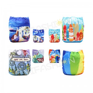 YIFASHIONBABY 4Pack Netural Position Printed Cloth Diapers Reusable for Baby 6-36pounds DD-4Z07