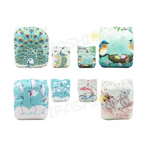 YIFASHIONBABY 4Pack Beautiful Girls Reusable Adjustable One Size Cloth Diapers with Insert for Baby DD-4Z03