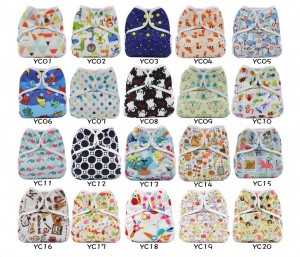 (Bezi Kapak) Çift gussets YC-Z20 ile YIFASHIONBABY 20pcs Yeniden kullanılabilir Bezi Bezi Kapak Bir Boyut