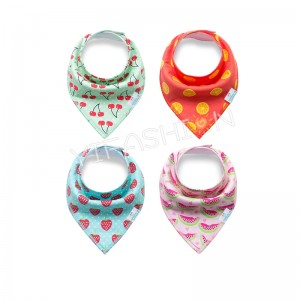 YIFASHIONBABY Baby Bandana Bib Set, 4pcs-Pack Super Absorbent, Soft Organic Drool Bibs for Girls(Fruit Prints)YB02