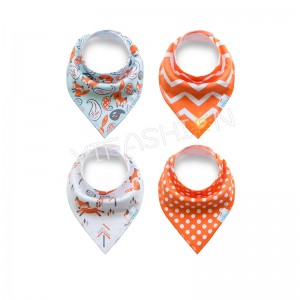 YIFASHIONBABY 4pcs/pack 100% Cotton Baby Girls Dribble Bibs Bandana Drool With Snaps for Teething Drooling Feeding YB08