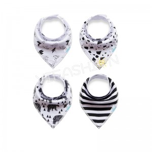 YIFASHIONBABY Snap Buttons Cotton Neutral Baby Bandana Drool Bibs Saliva Towel for Set of 4 Baby Feeding YB13