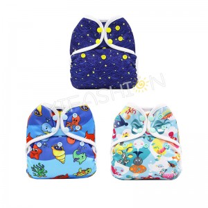 YIFASHIONBABY 3pcs / pack Sea World estampados de tela de pañal comprender Un tamaño para el bebé 6-35pounds con la pierna Cartelas YC-Z03