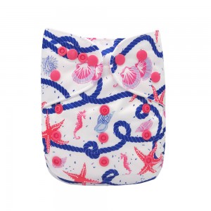 YIFASHION Colorful Snaps Reusable Cloth Diapers One Size” starfish” YH03