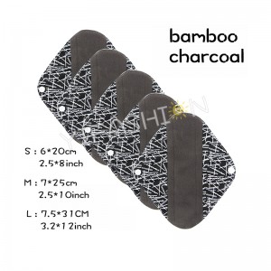 YIFASHIONBABY 5pcs/Pack Reusable Cloth Menstrual Pads with Bamboo-Charcoal Absorbency with little Wet Bag (S,M,L ) YW07