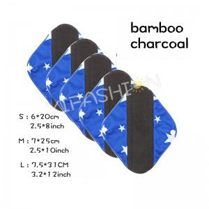 YIFASHIONBABY 5pcs/Pack Reusable Sanitary Pads, Washable Menstrual Cloth Panty Liners with Bamboo-Charcoal Absorbency(S,M,L) YW09
