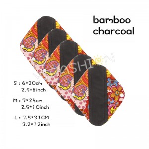 YIFASHIONBABY Antibackerial Charcoal Bamboo Reusable Menstrual Pads/Sanitary Pads – Pack of 5(S,M,L) With Mini Bag YW13