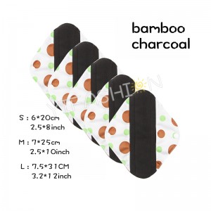 YIFASHIONBABY 5pcs/Pack Foldable Portable Reusable Bamboo Cloth Washable Menstrual Pad Mama Sanitary Towel Pad (S,M,L) with Mini Bag YW16