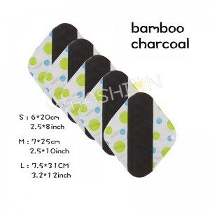 YIFASHIONBABY Bamboo Charcoal Reusable Cloth Sanitary Pads Napkins for Women Daytime & Overnight – 5 Pack ,3 Size(S/M/L) with Mini Bag YW19
