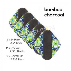 YIFASHIONBABY (5 Pieces)Reusable Cloth Menstrual Pads Bamboo-charcoal Absorbency with Mini Wet Bag 3size(S,M,L) YW30