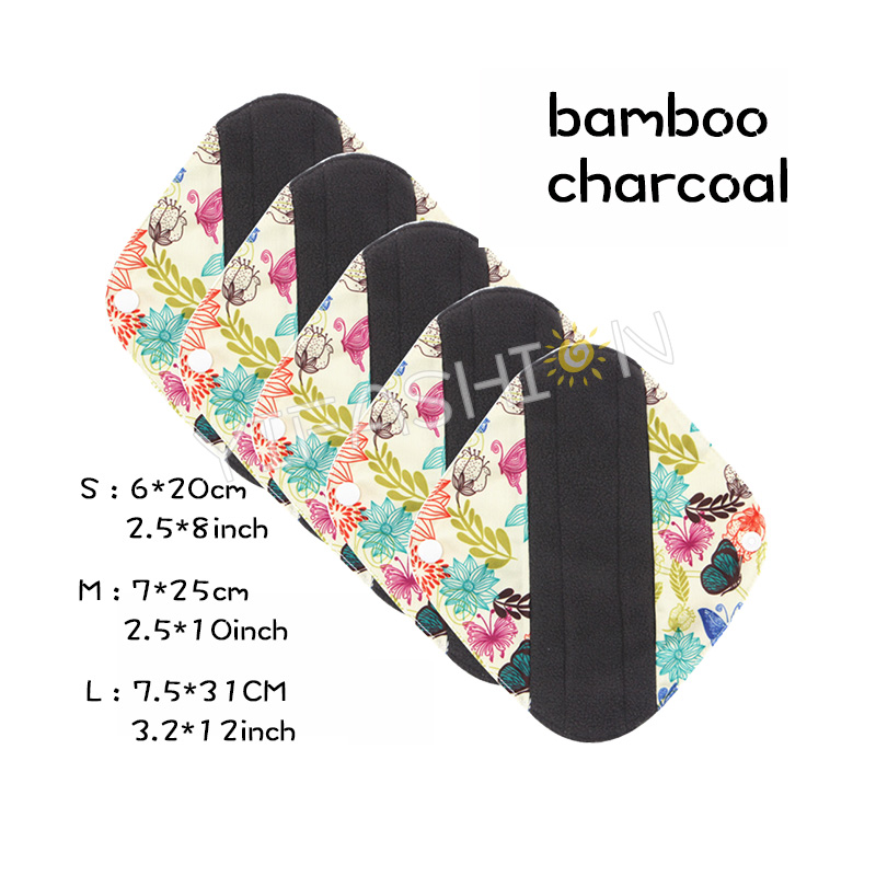 YIFASHIONBABY(5 Pieces) Reusable Cloth Sanitary Napkins Menstrual Panty Pads  With Bamboo Charcoal Absorbency (Butterfly Prints) YW33 - YIFASHIONBABY-shop