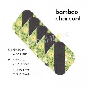 YIFASHIONBABY Charcoal Bamboo Reusable Menstrual Cloth Pads ( pack of 5) 3Size YW40