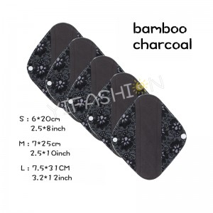 YIFASHIONBABY Antibacterial Bamboo Charcoal Cloth Mama Menstrual Pads/ Reusable Panty Liners – 5pcs pack YW41