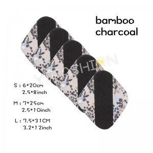 YIFASHIONBABY 3Size Charcoal Bamboo /Menstrual  Pads/Reusable Cloth Sanitary Pads for Women- 5pcs pack YW44