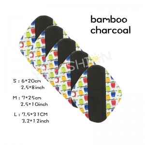 YIFASHIONBABY 1pc Mini Wet Bag +5pcs Charcoal Bamboo Cloth Sanitary Pads Washable (S,M,L) YW48