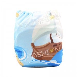 YIFASHIONBABY 1pc Boy Prints  +1pc Microfiber Insert Pocket Cloth Diaper- DD06(Ocean/Boat)