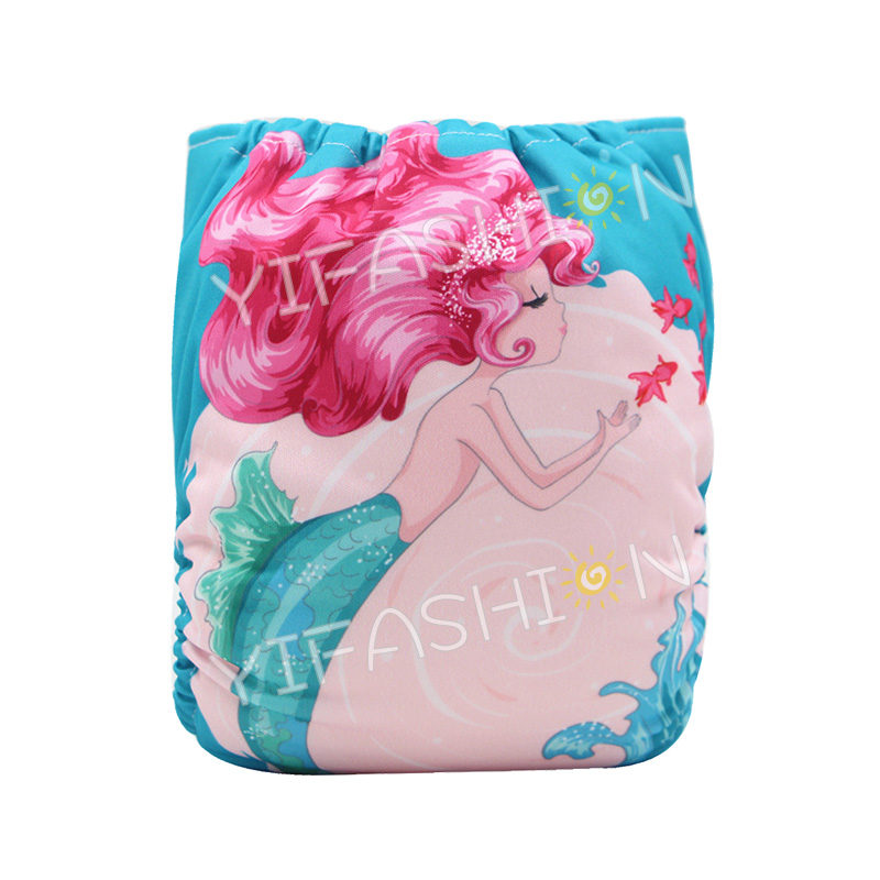 YIFASHIONBABY 1pc (Mermaid) Girls’ Pocket Diapers+1pc Microfiber Insert – DD09