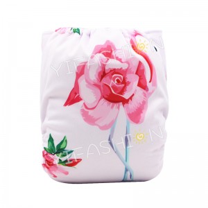 YIFASHIONBABY 1pc Pocket Diapers “Rose Flamingo” Reusable for Girl – DD11