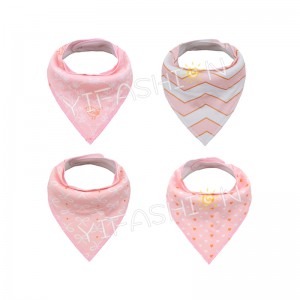 YIFASHIONBABY 4pcs/pack Softable Pink Girl Bandana Cotton bibs, Baby Drool Bibs 0-2ages YB10